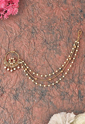 Gold Plated Nose Pin Indian Nose Ring Ruby Nath Nose Chain Women Jewelry  Bridal | eBay