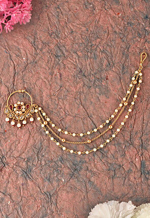 Stone Studded Nose Ring with Layered Chain