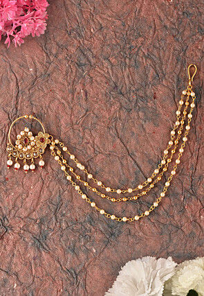 Stone Studded Nose Ring with Layered Chain
