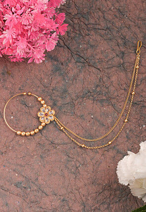 Stone Studded Nose Ring with Layered Chain