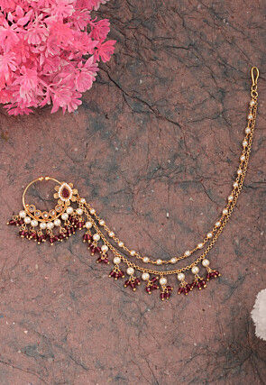 Stone Studded Nose Ring with Layered Chain