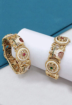 Stone Studded Openable Bangle Pair