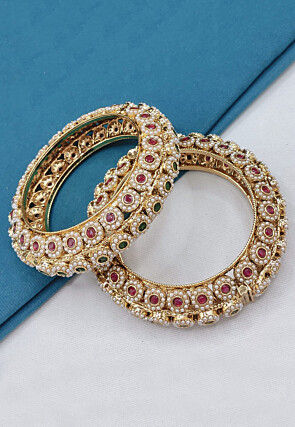 Stone Studded Openable Bangle Pair