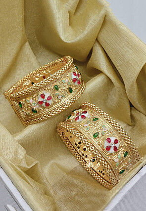 Stone Studded Openable Bangle Pair