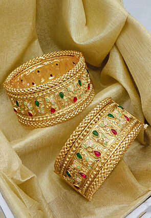 Stone Studded Openable Bangle Pair