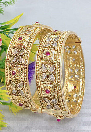 Stone Studded Openable Bangle Pair