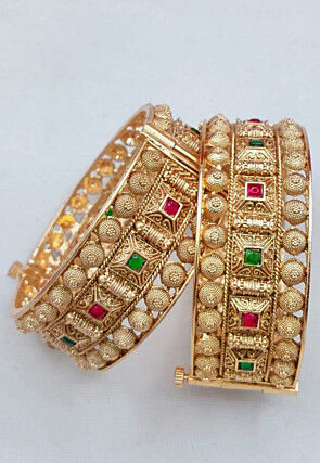 Stone Studded Openable Bangle Pair