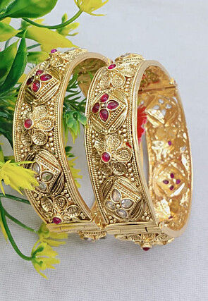 Stone Studded Openable Bangle Pair