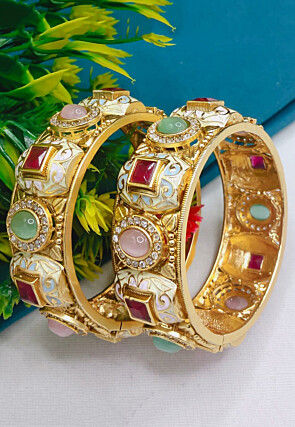 Stone Studded Openable Bangle Pair