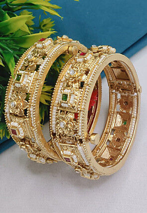 Stone Studded Openable Bangle Pair