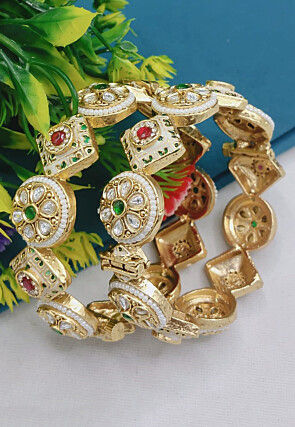 Stone Studded Openable Bangle Pair