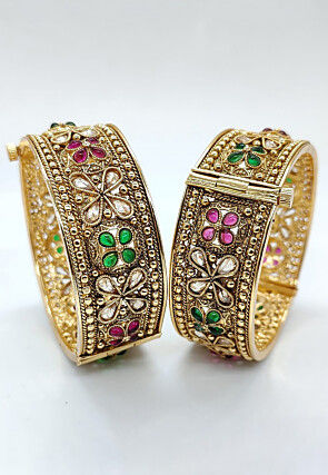 Stone Studded Openable Bangle Pair