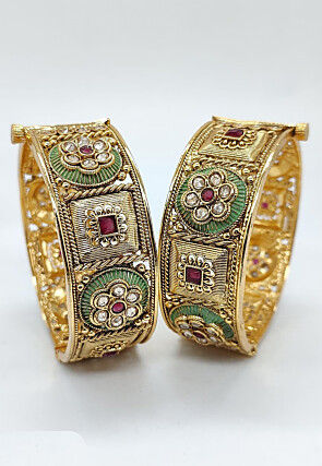 Stone Studded Openable Bangle Pair
