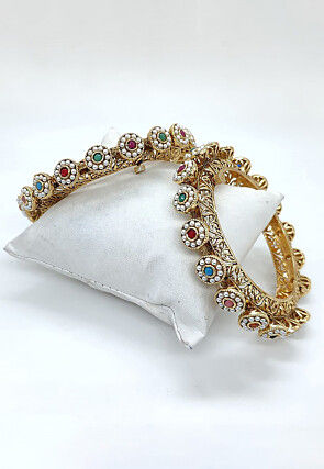 Stone Studded Openable Bangle Pair