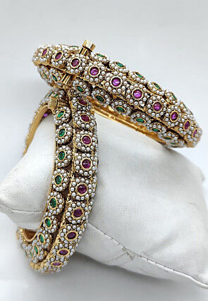 Stone Studded Openable Bangle Pair