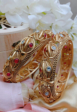 Stone Studded Openable Pair of Rajwadi Bangles