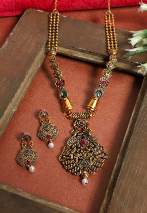 Stone Studded Oxidised Necklace Set