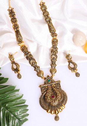 Stone Studded Oxidised Necklace Set