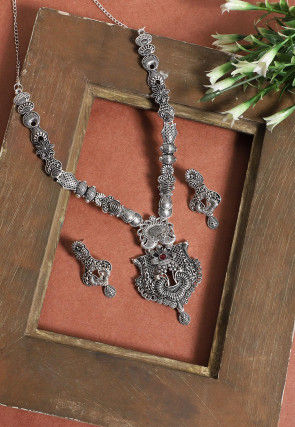 Stone Studded Oxidised Necklace Set