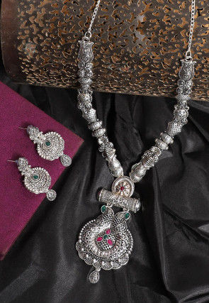 Stone Studded Oxidised Necklace Set