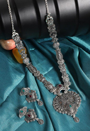 Stone Studded Oxidised Necklace Set