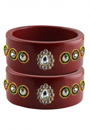 Stone Studded Pair of Lac Bangles