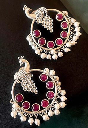 Stone Studded Peacock Style Chandbali Earrings