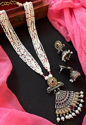 Stone Studed Oxidised Necklace Set