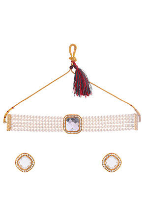 Stones Studded Choker Necklace Set