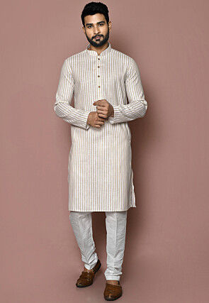 White linen kurta pajama on sale