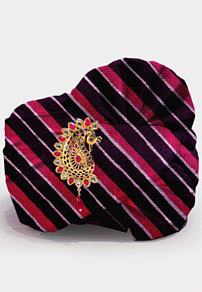 Stripe Printed Pure Kota Silk Unisex Turban in Multicolor
