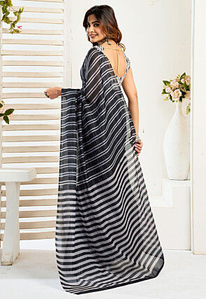 Pre-stitched Linen Saree in Black