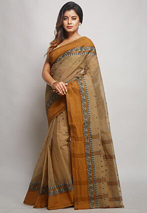 Tant Cotton Saree in Beige