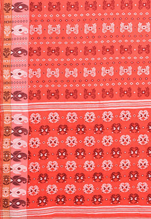 Tant Cotton Saree in Coral Red