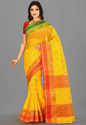 Tant Cotton Saree in Yellow