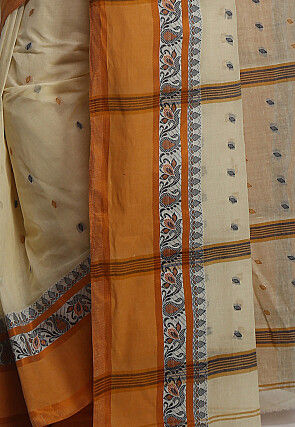 Tant Pure Cotton Saree in Beige