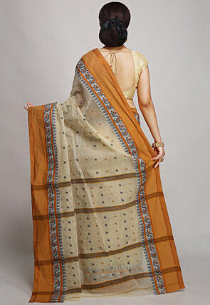Tant Pure Cotton Saree in Beige
