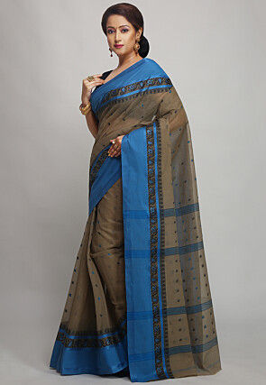 Tant Pure Cotton Saree in Beige