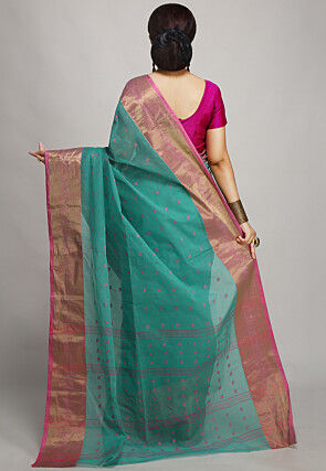 Tant Pure Cotton Saree in Blue