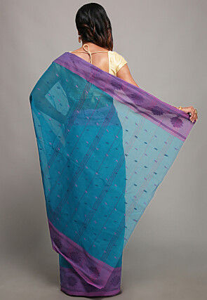 Tant Pure Cotton Saree in Blue