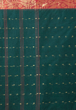 Tant Pure Cotton Saree in Dark Green