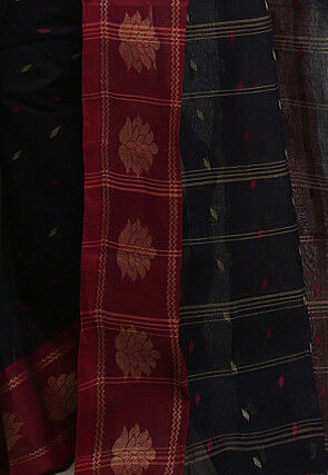 Tant Pure Cotton Saree in Dark Navy Blue