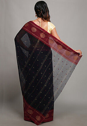 Tant Pure Cotton Saree in Dark Navy Blue