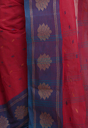Tant Pure Cotton Saree in Fuchsia