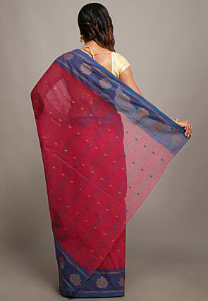 Tant Pure Cotton Saree in Fuchsia