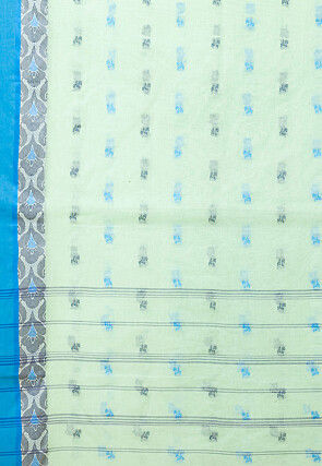Tant Pure Cotton Saree in Light Green