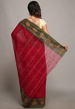 Tant Pure Cotton Saree in Red