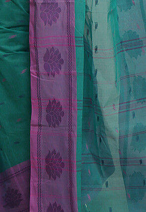 Tant Pure Cotton Saree in Turquoise