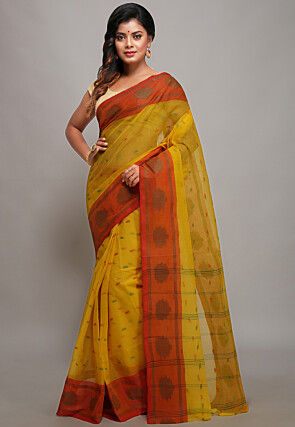Tant Pure Cotton Saree in Yellow