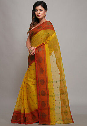 Tant Pure Cotton Saree in Yellow